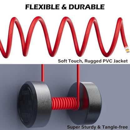 HiFind 4 Gauge AWG Power Ground Wire Cable 10 Ft, True Spec Shielded Braided Welding Battery Cable Terminal for Automotive, Car Audio, Amp Wiring, Speaker Stereo, Solar, Marine, Generator-Red - size: 10FT, style: Red