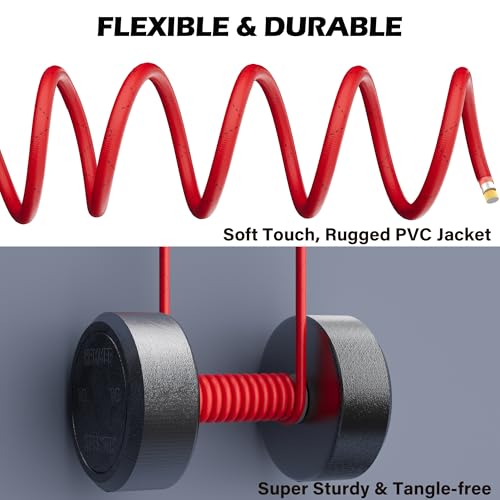 HiFind 4 Gauge AWG Power Ground Wire Cable 20 Ft, True Spec Shielded Braided Welding Battery Cable Terminal for Automotive, Car Audio, Amp Wiring, Speaker Stereo, Solar, Marine, Generator-Red - size: 20FT, style: Red