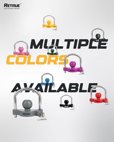 RETRUE Universal Coupler Lock Trailer Locks Ball Hitch Trailer Hitch Lock Adjustable Security Heavy-Duty Steel Fits 1-7/8 Inch, 2 Inch, 2-5/16 Inch Couplers, Yellow (Pack of 20) - color: Yellow, size: 20 Pack