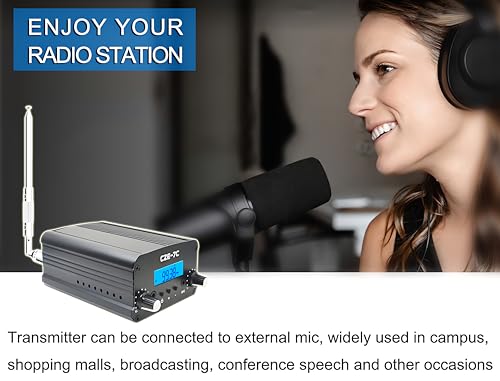 FM Transmitter, 1/7W Long Range Stereo Radio Broadcast Transmitter for Drive-in Church Light Show Supermarket School Car Theater,Conference, Factory Personal Radio
