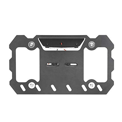 Hooke Road Shackle D Ring License Plate Mount Bracket Relocation Holder w/White LED Light for 1955-2026 Jeep Wrangler CJ YJ TJ JK JL Gladiator JT