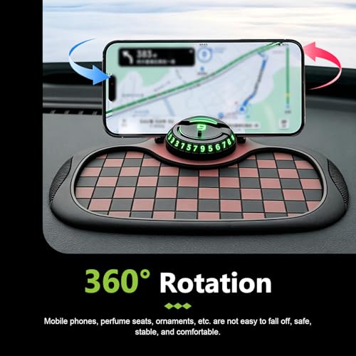 Multifunctional Car Dashboard Anti-Slip Mat, 360° Rotatable Phone Holder 3-in-1 Storage Organizer Pad for Phones, Sunglasses, Keys & Daily Essentials (Brown #C) - color: Brown
