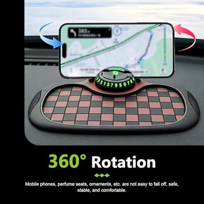 Multifunctional Car Dashboard Anti-Slip Mat, 360° Rotatable Phone Holder 3-in-1 Storage Organizer Pad for Phones, Sunglasses, Keys & Daily Essentials (Brown #C) - color: Brown