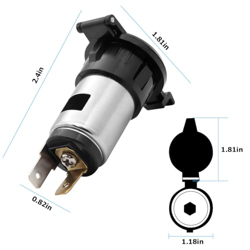 Mandark Car Cigarette Lighter Socket, 12V Vehicle Power Outlet Cigarette Lighter Adapter with Waterproof Cover & Extension Cable, Universal Automotive Accessories for SUV, Truck, RV