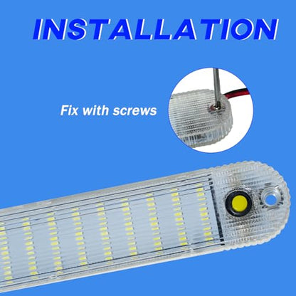 12V Led Interior Light Bar 8 Packs 72Led 6500K White with ON/Off Switch 11Inch 12V 24V for Enclosed Cargo Trailer RV Van Truck Lorry Camper Caravan Motorhome (8Pcs) - size: 8 Packs