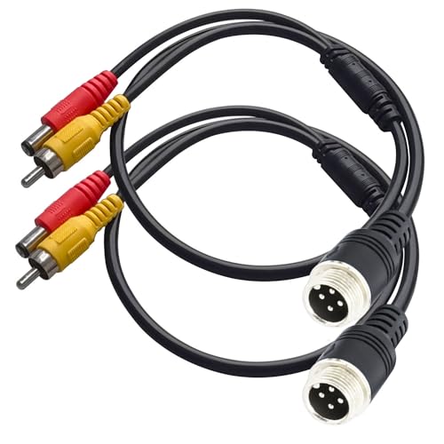 4-Pin Aviation to RCA Adapter Cable - M12 to AV DC Connector Wire for Car Backup Camera Monitor (4-Pin Male to RCA+DC Male) - size: 4 pin Male to rca+dc Male