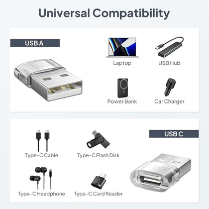Elebase for New iPhone 17 Pro Max Car Charger,USB to USB C Adapter 4 Pack - color: Transparent