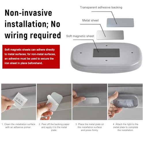 자동차 내부 천장 지붕 조명, USB 충전식 차량 돔 조명 10LED 독서 램프, 프레스 스위치 포함, 범용 마그네틱 무선 돔 램프, 자동차 트럭 RV 캠핑카용 (베이지) - color: 화이트 라이트, 베이지
