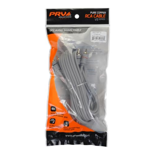 PRV AUDIO Premium 2 Channel Car Audio 10 ft RCA Cable – Oxygen Free Copper Shielded, Noise Reducing Audio Signal Cable for Amplifiers, DSP & Head Units – RCA-10FT V5