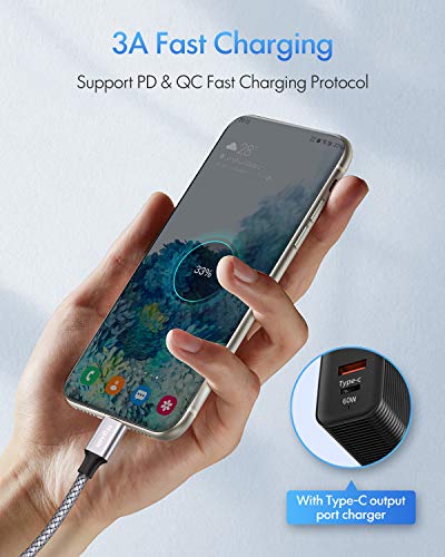 etguuds USB C to USB C Cable 4ft, 2-Pack 60W C to C Cable Fast Charging - color: Gray, size: 4ft