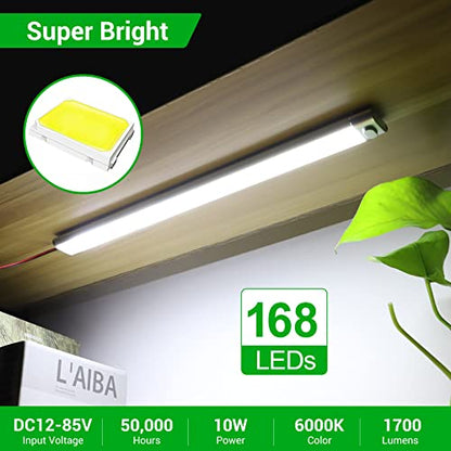 CT CAPETRONIX 12v LED Interior Light Bar, 168LEDs 15.4IN 1700LM 10W, DC 12v Volt led Strip Lights with Switch, for Enclosed Cargo Trailer Car RV Van Truck Lorry Camper Boat Caravan Motorhome (6Pcs) - size: 168LEDs-6PCS