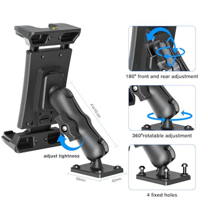 OHLPRO Car Tablet Holder - Heavy Duty Drill Base, Tablet Mount for Truck Compatible with iPad Samsung Tab 5"-13" Tablets and Phones, iPad Stand for Wall/Business/Vehicle/Desktop, etc.-4-inch Arm - size: 4-inch Arm