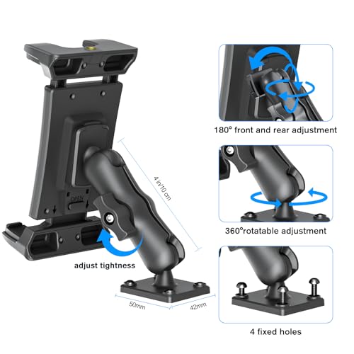 OHLPRO 6" Aluminum Arm Tablet Mount for Truck - Heavy Duty Drill Base Car Tablet Holder Compatible with iPad Samsung Tab 5"-13" Tablets and Phones, for Dashboard/Wall/Business/Desktop, etc. - size: 6" Aluminum Arm