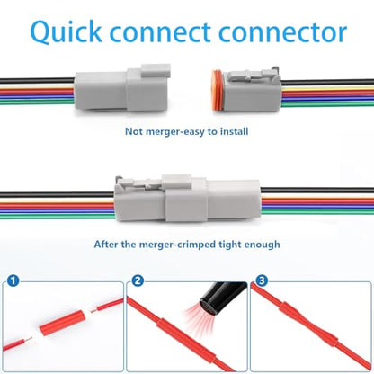 Deutsch DT 6 Pin 14 AWG Waterproof 6 Wire Connector Kit, 4 Pairs Automotive Electrical Connectors, Male & Female Plug for Truck, Boat, Car, LED Lights (6 Pin) - size: 6 Pin