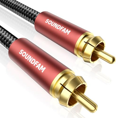 Subwoofer Cable RCA to RCA, Dual Shielded (Copper+Aluminum Foil) Digital Coaxial Audio Cable for Home Theater, Stereo, Amp - [ 6.6ft/2M, Red ] - color: COAX Subwoofer Cable, size: 6.6ft/2M