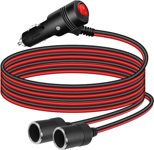 GELRHONR Cigarette Lighter Splitter 2 Socket, 12V Double Cigarette Lighter Adapter, 18AWG Dual Cigarette Lighters Extension Cord with 15A Fuse-1M (1 to 2) - size: 1M, style: 1 to 2