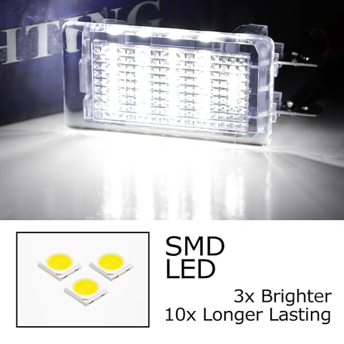 iJDMTOY Super Bright 2W High Power Xenon White Full LED Luggage, Glove Box, Cargo Area Light Assembly Compatible With BMW E30 E36 3 Series, E34 5 Series MINI R50 R52 R53, etc - style: Xenon White