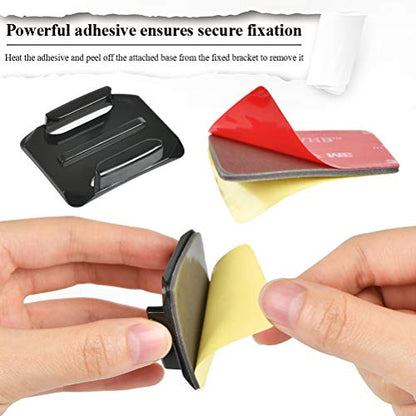 18 Pcs Adhesive Mounts for GoPro Cameras, 9 Pcs Curved Mounts & 9 Pcs Flat Mounts with Sticky Pads, Tape Mount to Your Helmet, Bike, Board, Car