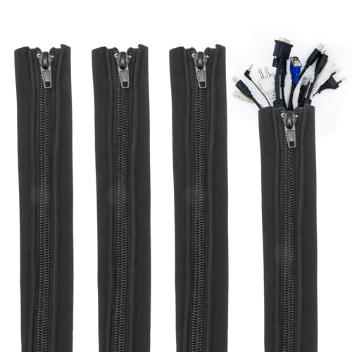 4 Pack Cable Management Sleeves Flexible Cord Management Wire Wrap Covers Black