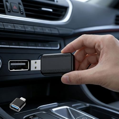 2in1 Carplay Wireless Adapter, Mini USB Small Dongle Fast Auto Connect for Apple iPhone iOS & Android No Delay - color: Y1 Black