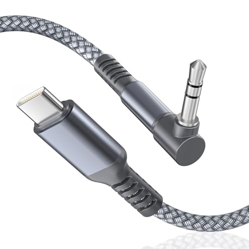 Basesailor for iPhone 17 Aux Cord 4FT,USB C Aux Cable 90 Degree Right Angle - color: Right Angle-Grey, size: 4FT/1.2M