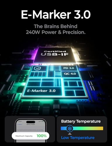 LISEN USB C to USB C Cable 10ft, 240W Long USB C Cable Fast Charging - color: Midnight, size: 10FT+10FT