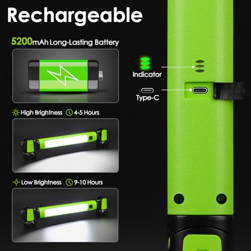 Ropelux Mechanic Work Light Bar with 2500LM 5200mAh Battery, Green 3 Pcs - color: Green