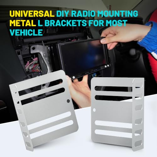 NuIth Double DIN Installation Kit, Universal Fit Metal Radio/DVD Player/Fitting Cage Mounting Bracket, Car Stereo Mounting Frame W/ Screws, 2.8x3x0.9 Inches