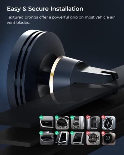 iOttie Velox Mini MagSafe Compatible Air Vent Car Mount in Midnight Blue with Wireless Charging. Compatible with MagSafe iPhones Including iPhone 12/13/14/15/16/17 Series (Car Charger Included) - color: Black