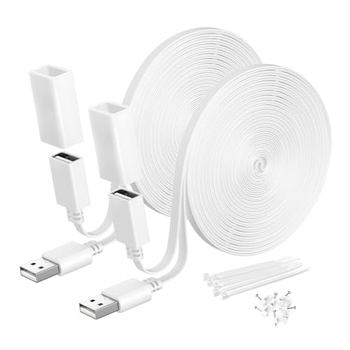 Itramax Flat USB A Male to Female Power Extension Cable 15FT 2Pack,White - color: White, size: 15FT/4.5M
