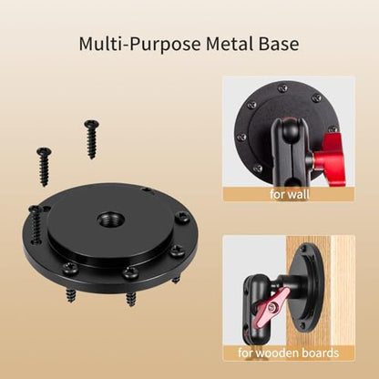 Wall Mounted Phone Holder Magic Arm 360° Rotation Adjustable Metal Base Screw in Wall Sturdy for Kitchen Bedroom Home 32 Inch Metal Phone Clip - size: Metal base + 32in magic arm + metal clip