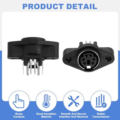 MECCANIXITY 6-Pin S-Video PCB Mount, Mini DIN Socket Female Jack Socket Connector Panel Mount for Media Player Audio Video Equipment, Pack of 15 Black