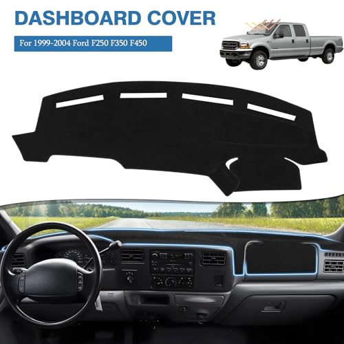 FIILINES Dash Cover for 1999-2004 Ford F250 F350 F450 Super Duty, Dashboard Mat for F-250 F-350 F-450 Accessories Dashboard Pad Carpet Dash Mat Sunshade Non-Slip Polyester Protector No Glare Black - size: For F250 F350 F450 Super Duty 1999-2004