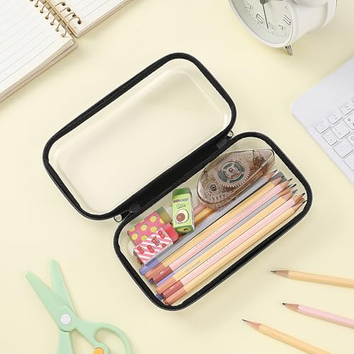 Sanwuta 6 Clear Hard Zipper Case, Black, 7.48 x 3.94 x 2 Inch - color: Black, size: 7.48 x 3.94 x 2 Inch