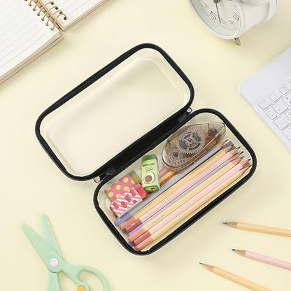 Sanwuta 6 Clear Hard Zipper Case, Black, 7.48 x 3.94 x 2 Inch - color: Black, size: 7.48 x 3.94 x 2 Inch
