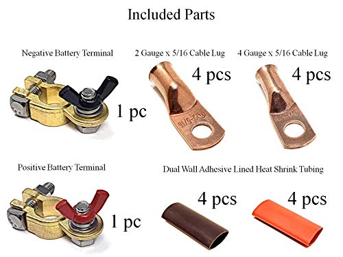 WindyNation Marine Grade Battery Terminal Top Post Kit for RV, Trucks, Boats, Cars, Campers, Golf Carts (Military Spec. B-12128C) - color: 1 Pair, size: Battery Terminals Kit