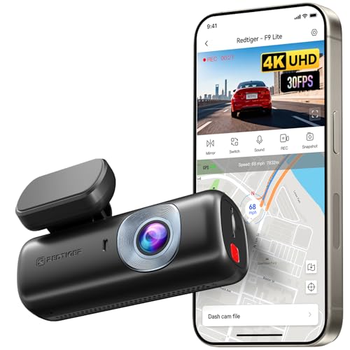 REDTIGER F9Lite Dash Cam 4K Front, ADAS, WiFi APP Control, Hidden Design - size: F9 Lite Single Front - No Card
