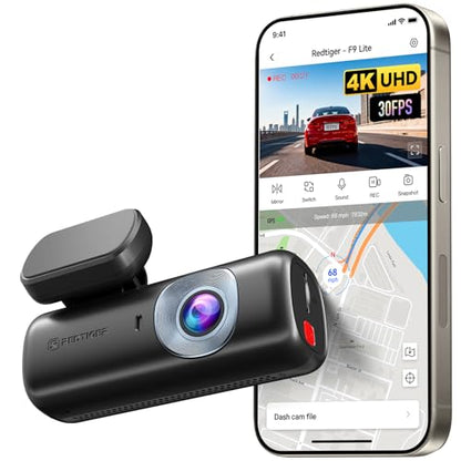 REDTIGER F9Lite Dash Cam 4K Front, ADAS, WiFi APP Control, Hidden Design - size: F9 Lite Single Front - No Card