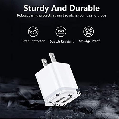 USB Wall Charger, LUOATIP 3-Pack 2.1A 5V Dual Port Cube Power Adapter Plug Block Charging Box Brick for iPhone 14 13 12 11 Pro Max SE XS XR X 8 7 6 6S Plus, Galaxy, LG, Moto, Android Phones