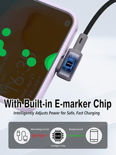 YACSEJAO 100W Short 90 Degree USB C to USB C Cable 5.9inch - style: Side to Right Angle