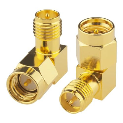 2-Pack Upgraded SMA 90 Degree Adapter Elbow SMA Male to RP-SMA Female Right Angle Connector DC-18GHz VSWR ≤1.15 RP-SMA RF Coax FPV Antenna Adapter for FPV Drone Wireless LAN Device - size: SMA Male to RP-SMA Female 90 Degree