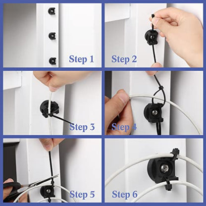 Yookeer 115 Pieces Magnetic Zip Tie Mount Multipurpose Cable Holder Magnets Magnetic Wire Management Bases with Heavy Duty Zip, Mount Nylon Cable Ties in Total (22 mm) - size: 22 mm