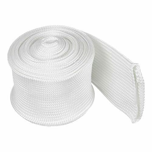 HARFINGTON Braided Sleeving 6.6ft x 1-3/4" High Temp Fiberglass Braid Cable Sleeve for Automotive Home Office Cables Video Cord Management Cable Protection - size: 6.6ft x 1-3/4"