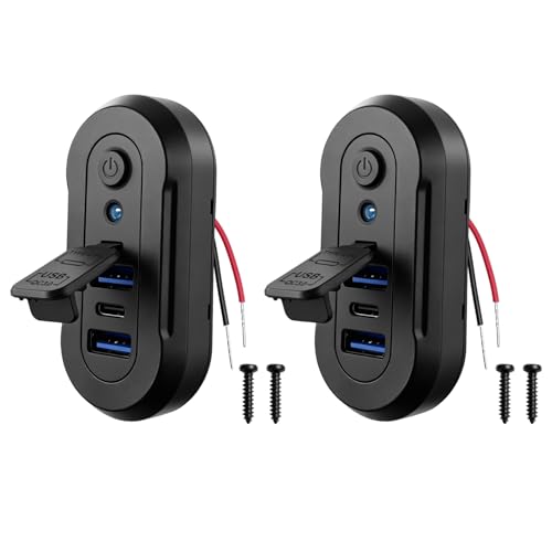 2PC 72W 12V USB Outlet Panel Wall Mount Type-C PD3.0 and Dual QC3.0 Quick Charge with Switch and LED Indicator,12V/24V USB Charging Port Car Charger Socket Cover for RV Marine Boat Camper ATV Truck - color: 2Pack