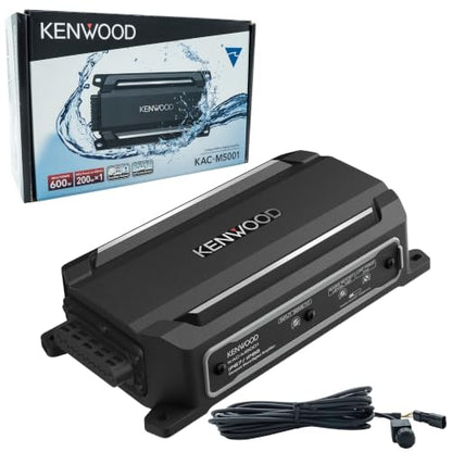 KENWOOD KAC-M5001 Compact Car/Marine Monoblock Class D Amplifier, 600W, IP67/IP66 Waterproof & Dustproof Subwoofer Amp, Speaker Level Input, Signal Sensing Turn-On, Wired Level Control