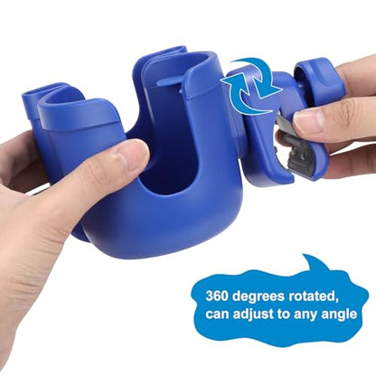 Accmor Stroller Cup Holder with Phone Holder, Bike Cup Holder, Universal Cup Holder for Uppababy Nuna Strollers, 2-in-1 Drinks Holder for Walker, Wheelchair, Scooter - color: All Dark Blue & All Dark Blue