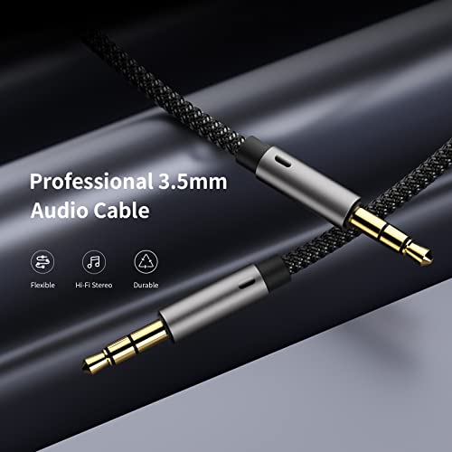 Aux Cord for Car 6 ft,3.5mm Audio Cable Male to Male Stereo Hi-Fi Sound Nylon Braided aux to aux 1/8 Cable for Headphones Car Home Stereos Speakers Tablets - size: 6Ft