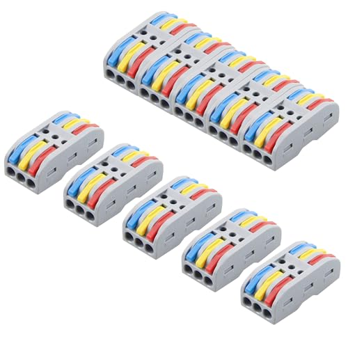 ALITOVE 10pcs 3 Wire Connectors Quick Connect Wire Connector Lever Nuts - size: 10PCS, style: 3 in 3 out