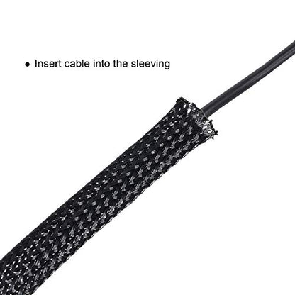Boao 50ft PET Expandable Braided Cable Sleeve, Wire Loom Braid Sleeving with 127 Pieces Shrink Tube for Audio Video and Other Home Device Cable Automotive Wire(1/2 Inch, 1/4 Inch, 3/8 Inch,Black) - color: Black, size: 1/2 Inch, 1/4 Inch, 3/8 Inch