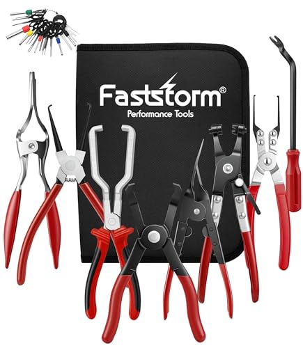 Automotive Disconnect Tool Set 8 Pcs, Auto Disconnect Pliers Kit Car Electrical Connector Wiring Harness Clip Removal Tool Relay Puller for Car Wiring & Fuel Line System Maintenance. - size: 8 PCS - 011